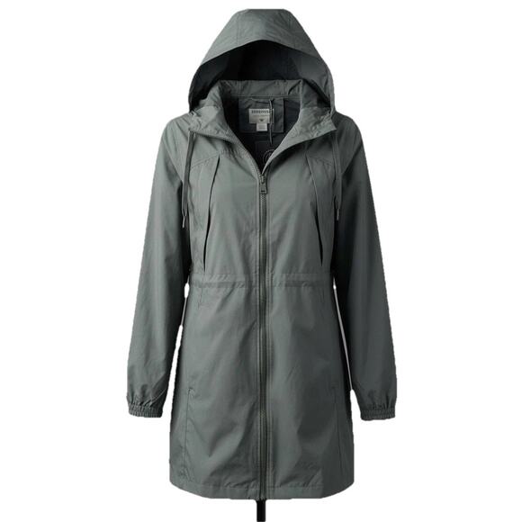 Bernardo Jackets & Blazers - NEW Bernardo Eco-Minded Hooded Lightweight Jacket Women’s Medium Green Zip Front